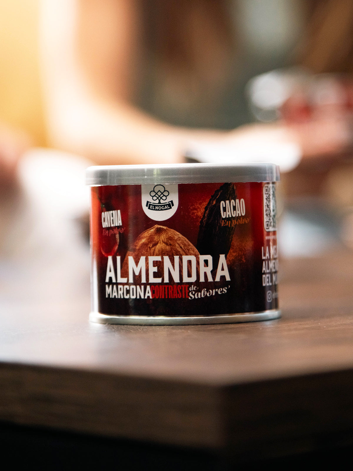 Almendra marcona con cayena y cacao lata  100g