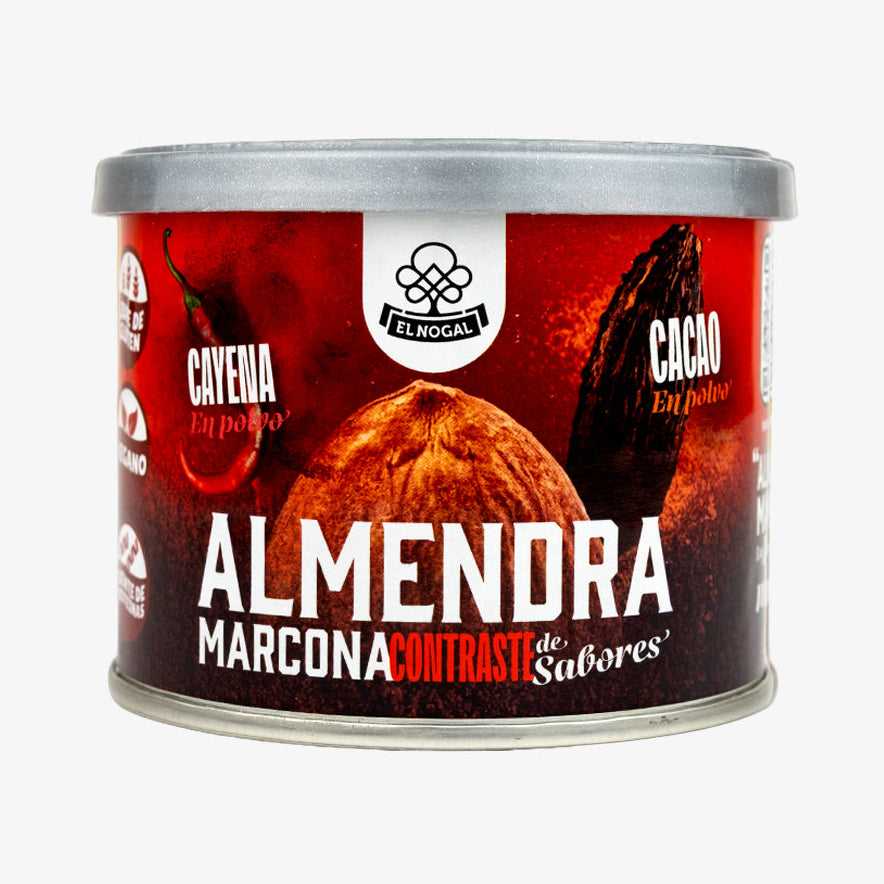 Almendra marcona con cayena y cacao lata  100g